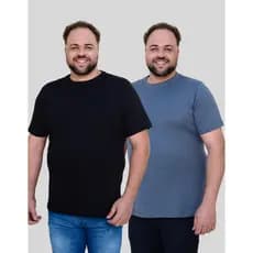 Kit 2 Camiseta Masculina Plus Size Básica Lisa 100% Algodão Tamanhos Grandes Camisa