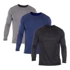 Kit 3 Camiseta Segunda Pele Proteção Uv Térmica Manga Longa Sport Academia Corrida Dry Fit