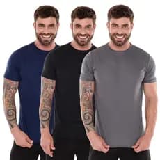 Kit 3 Camisetas Básicas Masculina Dry Fit Lisa Sport Fitness Corrida Casual Academia Gym
