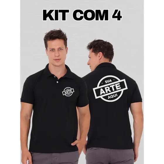 Kit 4 Camisa Polo Piquet Algodão Personalizada Frente E Costas Empresa Uniforme Sua Arte