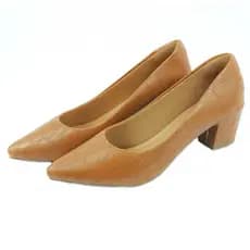 Sapato Feminino Scarpin Salto Médio Bloco 5,5cm Bico Fino Casual Clássico Promoção Moda Escritório