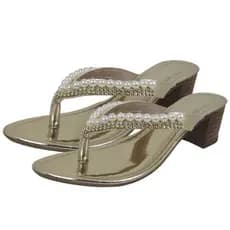 Tamanco Feminino Chinelo Sandália Salto Bloco Baixo 5,0cm Bordado Pérolas Promoção 34 ao 40