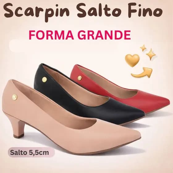 Scarpin Feminino Sapato Social Salto Fino Baixo Bico Fino Fosco Conforto Promoção 34 ao 40