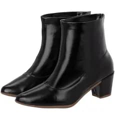 Bota Feminina Salto Bloco Médio 5,0cm Cano Curto Casual Social Bico Fino Promoção Moda Estilo