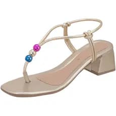 Sandália Feminina Dedo Saltinho Baixo 2,5cm Ouro Confortável Delicada Moda Verão Promoção
