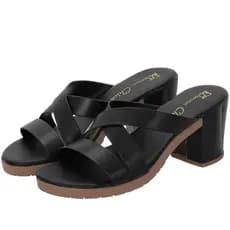 Tamanco Feminino Salto Alto Bloco 6,0cm Sandália Confortável Clássico Casual Moda Promoção 34 ao 39