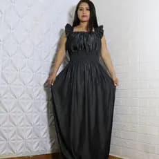 Vestido Longo Festa Elegante Casual Primavera Verão Jeans Tencel No Liso e Bordado