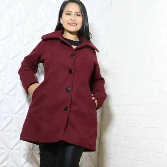 Casaco Feminino Sobretudo Lã Batida Modelagem Princesa Lã Premium Conforto Térmico