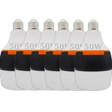 KIT C/6 Lâmpada De Emergência Led Recarregável Inteligente Bivolt