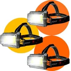 Kit com 3 Lanterna De Cabeca Potente Camping Pesca Cilclismo Resistente a Agua