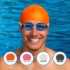 Kit Natação 5 Peças Touca + Óculos + Protetores de ouvido auricular + Protetor de nariz nasal Proteção UV Banho Piscina