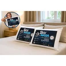Kit 4 Travesseiros NASA Viscoelástico Basic Sky Anatômico Terapêutico Algodão Antiácaro Macio Cama Dormir