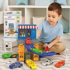 Pista De Carrinhos Infantil Corrida Policial Estacionamento Mega Park Parque Modular Educativa Brinquedo Montar