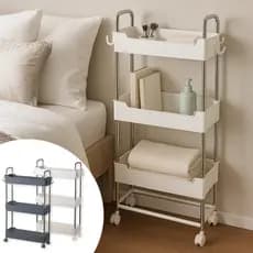 Prateleira 3 Níveis com Rodinhas Estante Modular Cozinha Quarto Banheiro Sala Livros Objetos Acessórios Andares Multiuso