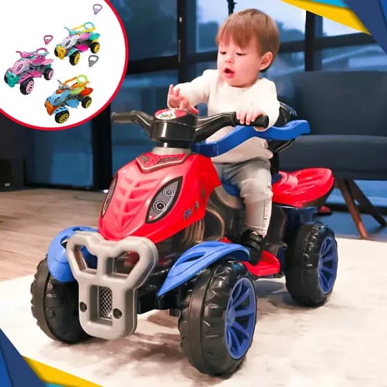 Quadriciclo Infantil com Pedal Carrinho de Passeio Moto para Criança Menino Menina Spider Homem Aranha Colorido Andador