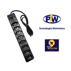 Filtro De Linha 8 Tomadas Bivolt Preto - Pw 127/220v