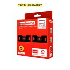 Kit 10 Unidades Suporte Fixo Universal TVs Led LCD 10" a 90" - Brasforma