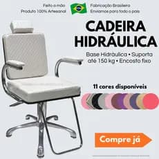 Cadeira Hidráulica Resistente Profissional Barbearia Salão de Beleza e Cabelereiro Encosto Fixo