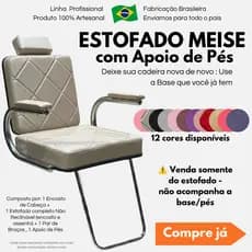 Kit Estofado Cabeleireiro Encosto + Assento + Braços + Apoio de Pés 12 Cores Salão Barbearia