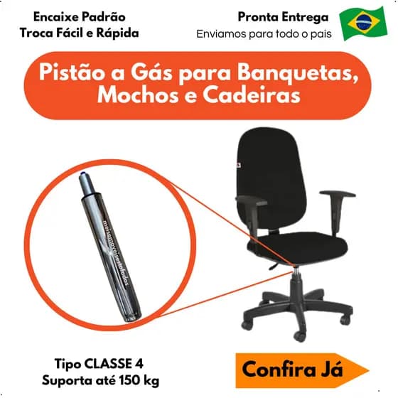 Pistão Amortecedor a Gás para Cadeiras Mochos Banquetas Poltronas Cadeiras de Escritório Diretor