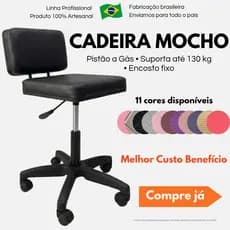 Cadeira Mocho para Manicure Pedicure Clinica Tattoo Lash Designer Maquiadora Nails Salão