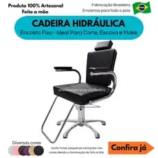 Cadeira Profissional Hidráulica Encosto Fixo Não reclinável Suporta até 150kg Resistente Barbearia