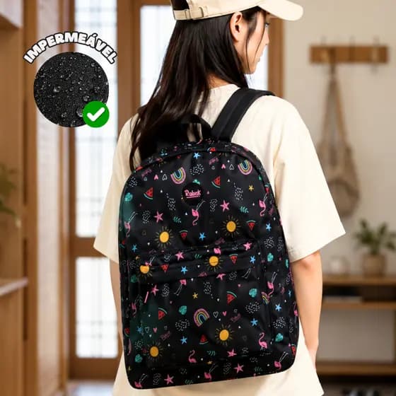 Mochila casual impermeável escola faculdade trabalho resistente feminina