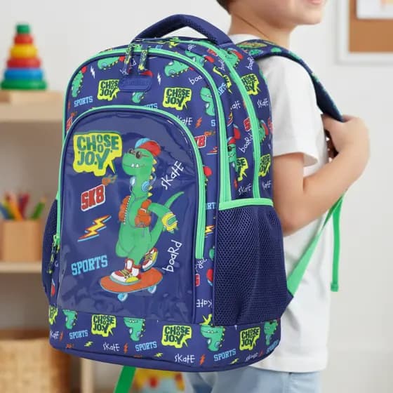 Mochila escolar infantil passeio espaçosa  escola Dinossauro Rabisk