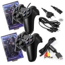 Kit Ps2 Controle Joystick + Cabos AV RCA + Cabo Força Kit Acessórios para Consoles Playstation 2 Manete