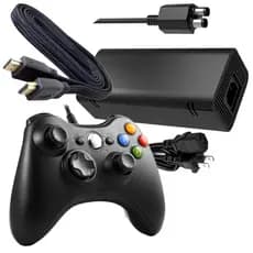 Super Kit Xbox 360 1 Controle + Cabo Força + Cabo Hdmi 4K + Fonte Bivolt