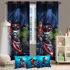 Super-Heróis Quarto Infantil Menina Menino Cortina Avulsa Ou Kit Com Cobre Leito Completo