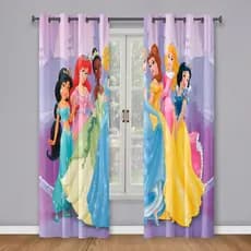 Cortina Para Quarto Infantil Princesas Grande 3m e ou Capas Trio Almofadas Oxford