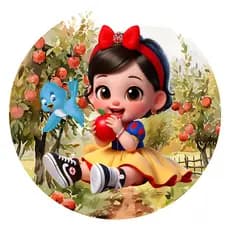 Painel Redondo Mini 50cm Capa Veste Fácil Tema Princesa Da Neve Decoração Delicada