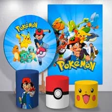 Painel Infantil Tema Game De Monstrinhos Criativos Capas Sublimadas Redondo Retângular Trio Cilindro