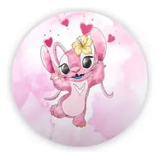 Decoração Desenho Infanyl Capa De Mini Painel Redondo Veste Facil Angel Rosa Namorada Stitch