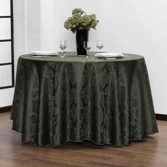 Toalha Jacquard 2,60m Redonda Festa Buffet Decoração Casamento Toalha Mesa Posta Jacar Elegante