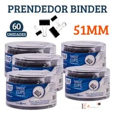 Kit com 120 Unidades Prendedor De Papel Binder Metal Clips Borboleta Preto 51mm