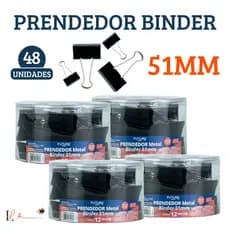 Kit com 48 Unidades Prendedor De Papel Binder Metal Clips Borboleta Preto 51mm