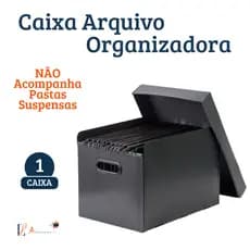 Caixa Organizadora Arquivo Polionda Para Pastas Suspensas Preta Unidade Organização de Documentos