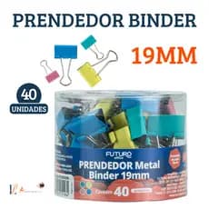Kit com 40 Unidades Prendedor De Papel Binder Metal Clips Borboleta Colorido 19mm