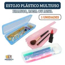 Estojo Plástico Multiuso Organizador Transparente Resistente Escolar