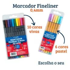 Marcador Fineliner Ponta Fina  0.4mm kits 6 ou 10 cores
