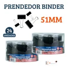 Kit 24 Unidades Prendedor Binder Clip 51mm Preto Organizador de Papéis Festas Cozinha Embalagens