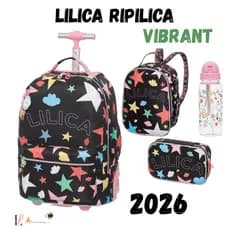 Kit Mochila Carrinho Lancheira Estojo Garrafa Canudo Lilica Ripilica Prisma Original