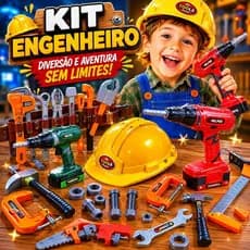 Brinquedo Kit Engenheiro Ferramentas Furadeira Capacete De Plastico Infantil Menino Peças a Pilha