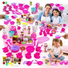Brinquedo Educativo Cozinha Infantil Rosa Com Panelinhas Liquidificador E Adesivos