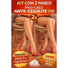 Kit 2 Meia-Calça 70D Ante Celulite Modeladora Feminina Compressão Alta - ENVIO IMEDIATO !!!