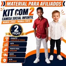 Camisa Social Infantil Manga Longa e Manga Curta Kit 2 Peças Menino Luxo !!! ENVIO IMEDIATO !!!