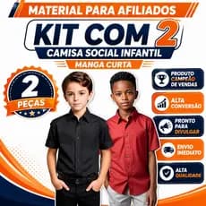 Kit 2 Camisas Sociais Infantil Manga Curta Menino Elegante !!! ENVIO IMEDIATO !!!