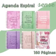 Mini Agenda Espiral 160 Folhas Notebook Pequeno com Elástico Anotações Escolar 6 Estilos